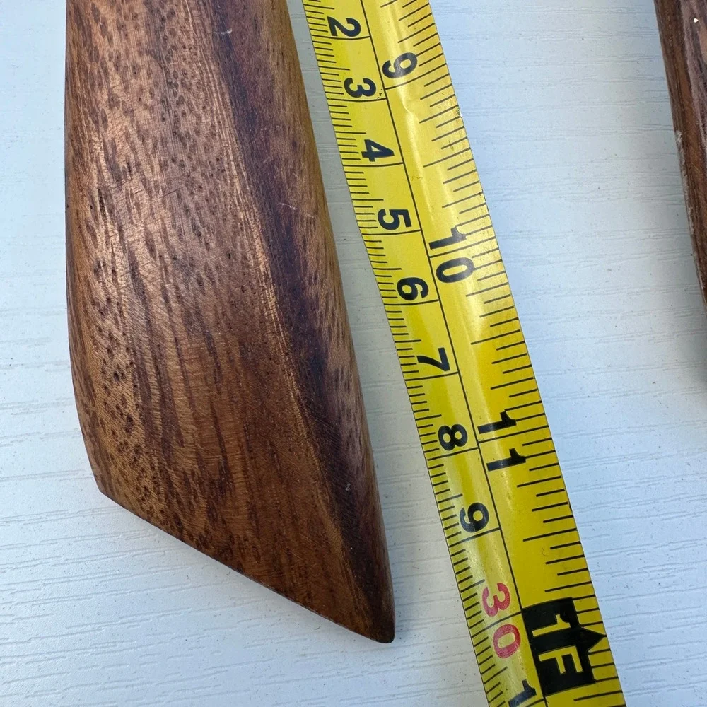 Teak Wood Salad Servers MCM Serving Spoon Fork Set Mid Century Modern 12